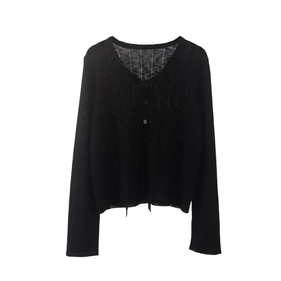 BaoFuBaoMei Cotton Cardigan Sweater for Women Lightweight Button up Long Sleeve Cardigans Cropped Crew Neck Solid Sweater