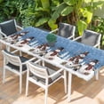 thumbnail image 2 of Blue Christmas Table Cloths for 8 Foot Rectangle Tables, Snowman Snowflake Winter Birds Patio Waterproof Elastic Fitted Tablecloths, Washable Rectangular Table Cover for Camping, 2 of 8