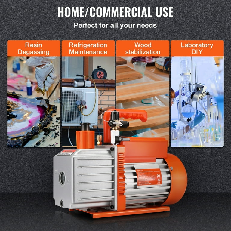 KFFKFF 1/2 HP Stage Rotary Vane Vacuum Pump, CFM, 115V Air