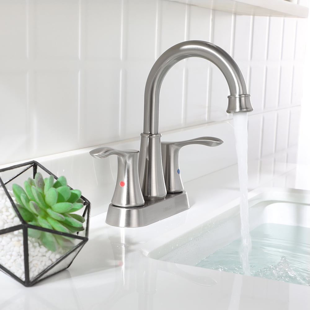 PARLOS Swivel Spout 2-Handle Bathroom Sink Faucet, Brushed Nickel