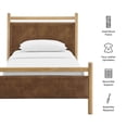 thumbnail image 3 of Ginny Twin Size Vegan Leather Platform Bed Frame in Light Oak Canyon, 3 of 10