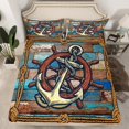 thumbnail image 2 of Homewish Ship Anchor Rudder Bed Sheets,Ocean Adventure King Sheets,Rustic Farmhouse Cabin Sheet Set For Men Women,Ultra Soft Home Decor,4-Piece, 2 of 7