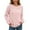 Pink, variant on Women's Pullover Solid Color Long Sleeve Large Round Neck Sweater Winter Top White L