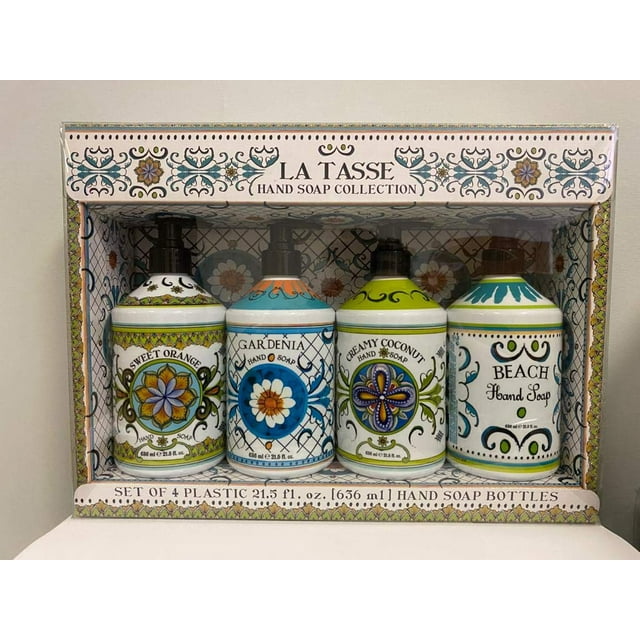 La Tasse Hand Soap, 4pack Scents (1) Sweet Orange, (1) Gardenia, (1