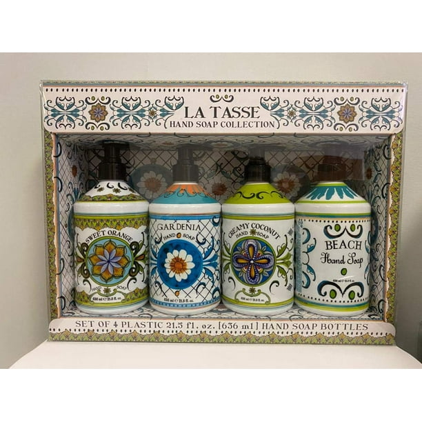 La Tasse Hand Soap, 4pack Scents (1) Sweet Orange, (1) Gardenia, (1