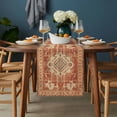 thumbnail image 2 of Orange Boho Table Runner - 48 Inch Long, Kitchen Dining Table Runner Dresser Scarves, Geometric Antique Tribal Retro Ethnic Farmhouse Decor for Coffee Tables Wedding Party Banquet, 2 of 8