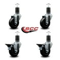 thumbnail image 2 of 3.5 Inch Hard Rubber Wheel Swivel 1-5/8 Inch Expand Stem Caster Set 2 Brakes SCC, 2 of 2