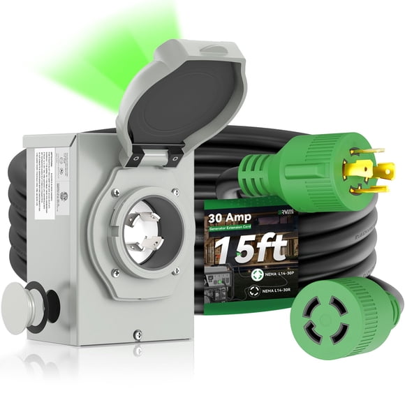Kit combinado de cable de generador y caja de entrada RVINGPRO 30A 15FT