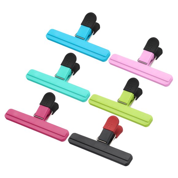 Unique Bargains 5.91 x 3.35 Inch Chip Clips, 6Pcs Large Plastic Bag Clips, Assorted Colors