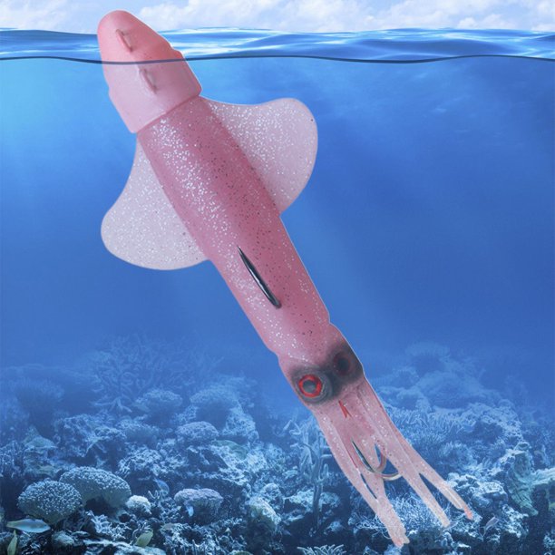 Señuelo de pesca suave luminoso faldas de calamar cebo suave para pesca en el mar (rosa)