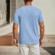 thumbnail image 3 of Pullover de Manga Corta para Hombres de Moda Casual Color Sólido V-Cuello Top Blusas, Poliéster Verano, 3 of 6