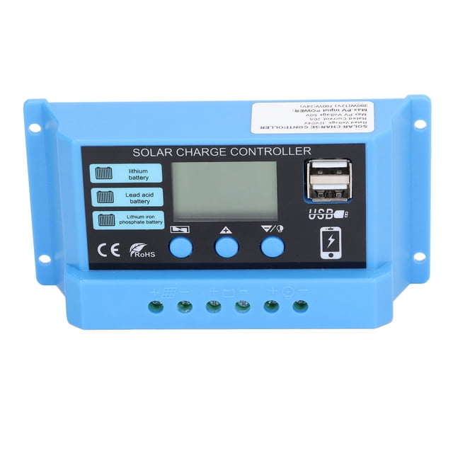 Solar Battery Regulator, Dual USB Output Safe Protection PWM Control Solar Charge Controller Quick Charging For Phone 10A,20A,30A