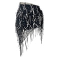 thumbnail image 4 of ManxiVoo Tie Waist Lace Wrap Layered Skirt with Scarf Belt Asymmetrical Design for Women Daily Wear, 4 of 4