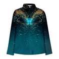 thumbnail image 3 of Fmbrln Womens Elegant Draped Neck Blouse Long Sleeve Office Work Shirts Tops Fashion Print Dressy Party Blouse, 3 of 5