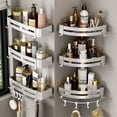 thumbnail image 2 of Estante de baño sin taladro, estante de esquina de ducha, botella de champú montada en la pared, estante de almacenamiento de inodoro, accesorios de cocina de baño de aluminio, 2 of 4