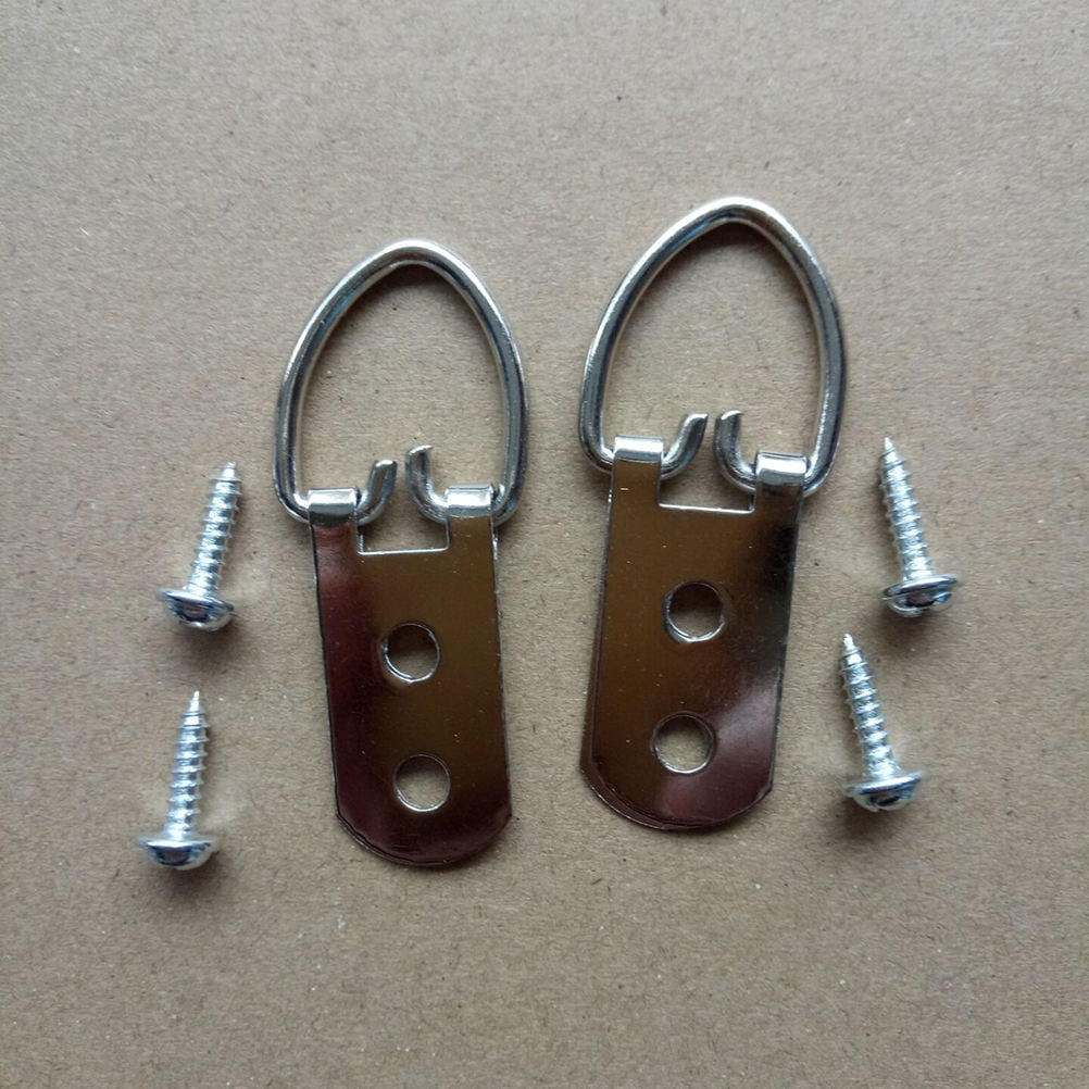 IDEANATEGRATE 50Pcs Picture Frame Wall Hooks Metal D Rings for Hobbyists 11.8x0.63x0.2in