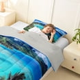 thumbnail image 3 of jejeloiu Tropical Island Holiday Twin Comforter Sets,Palm Tree Bedding Set For Boys,Turquoise Green,Light Gray Reversible,2 Pieces,1 Comforter and 1 Pillowcase, 3 of 7