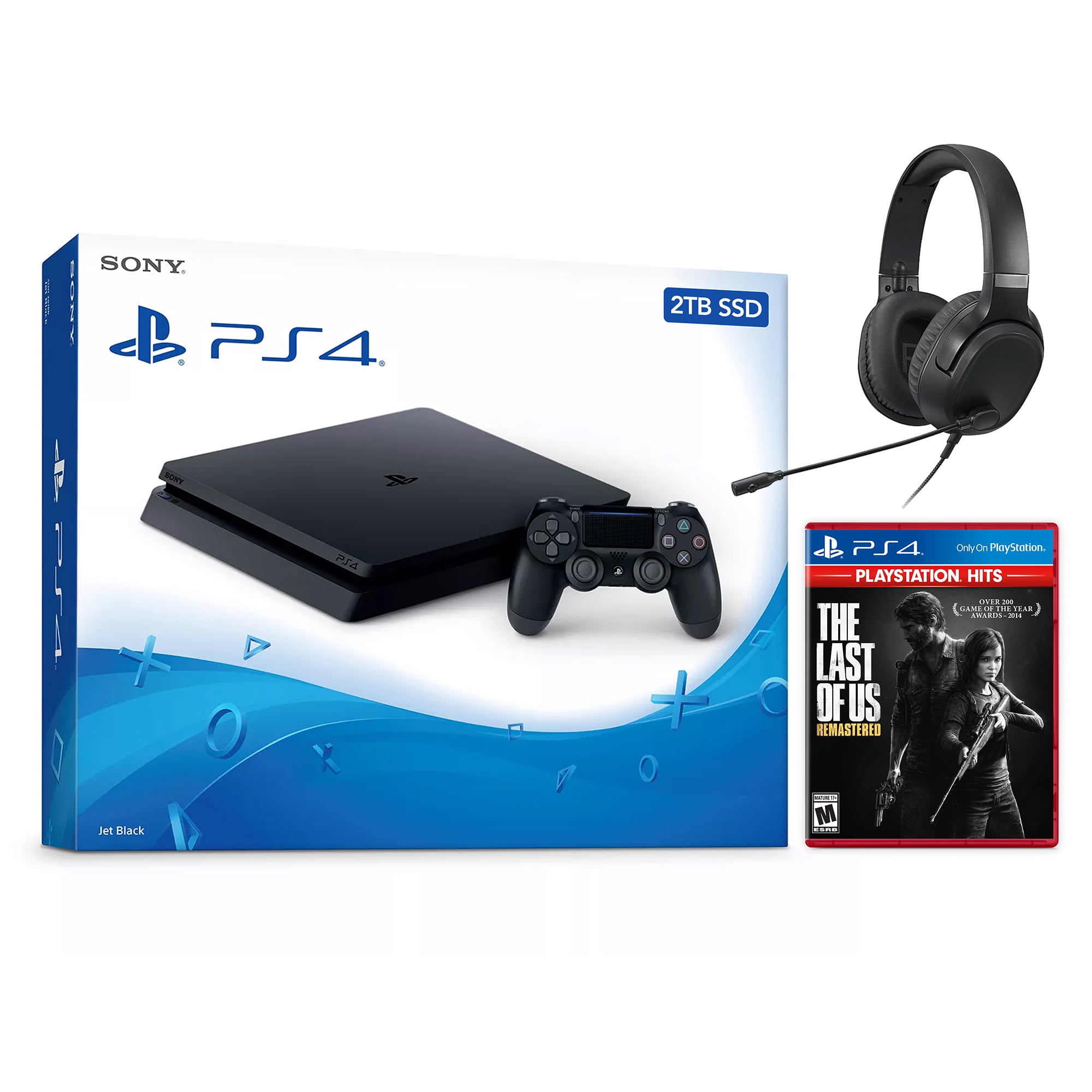 Sony PlayStation 4 Slim The Last of Us: Remastered Bundle 500GB PS4 Jet Black, with Mytrix Chat Headset - Walmart.com