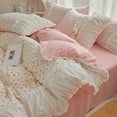 thumbnail image 4 of INS Princess Style Flower Bedding Set Duvet Cover With Ruffle Lace Bed Sheet Pillowcases Kawaii Girl Woman Bedroom Home Textiles, 4 of 7