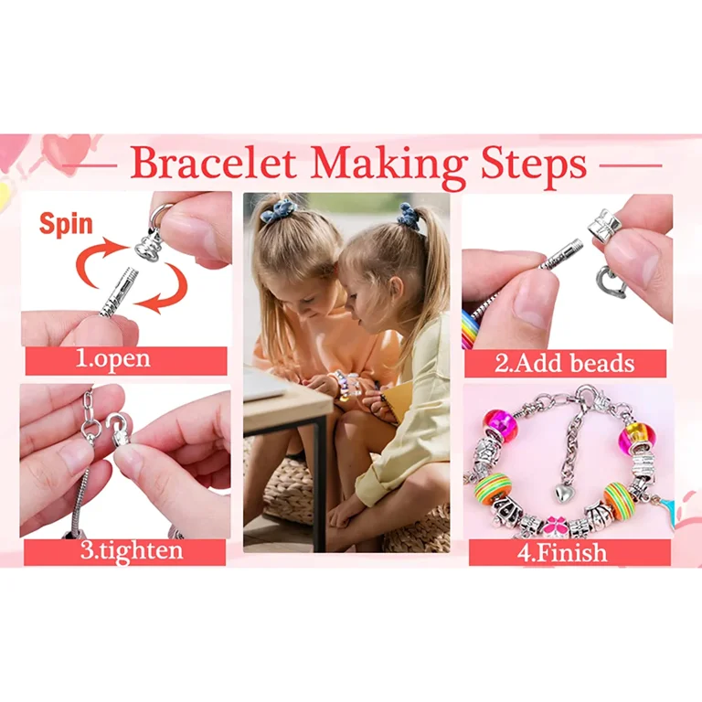 Charm Bracelet Making Kit STEAM Educational Toys Science Kit Crystals DIY  Craft for Girls A: Color Fluorite