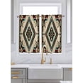 thumbnail image 2 of Tier Curtains 45 Inches Long, Boho Red Teal Brown Window Treatment Curtain Drapes, Southwestern Vintage Geometric Window Half Privacy Curtains for Bedroom Bathroom, 42"x45", 2 Panels, 2 of 7