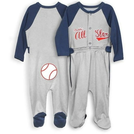 Spencers H73103-9 6-9 Months Zip Leg Sleeper - Daddys All Star - Baseball, Blue