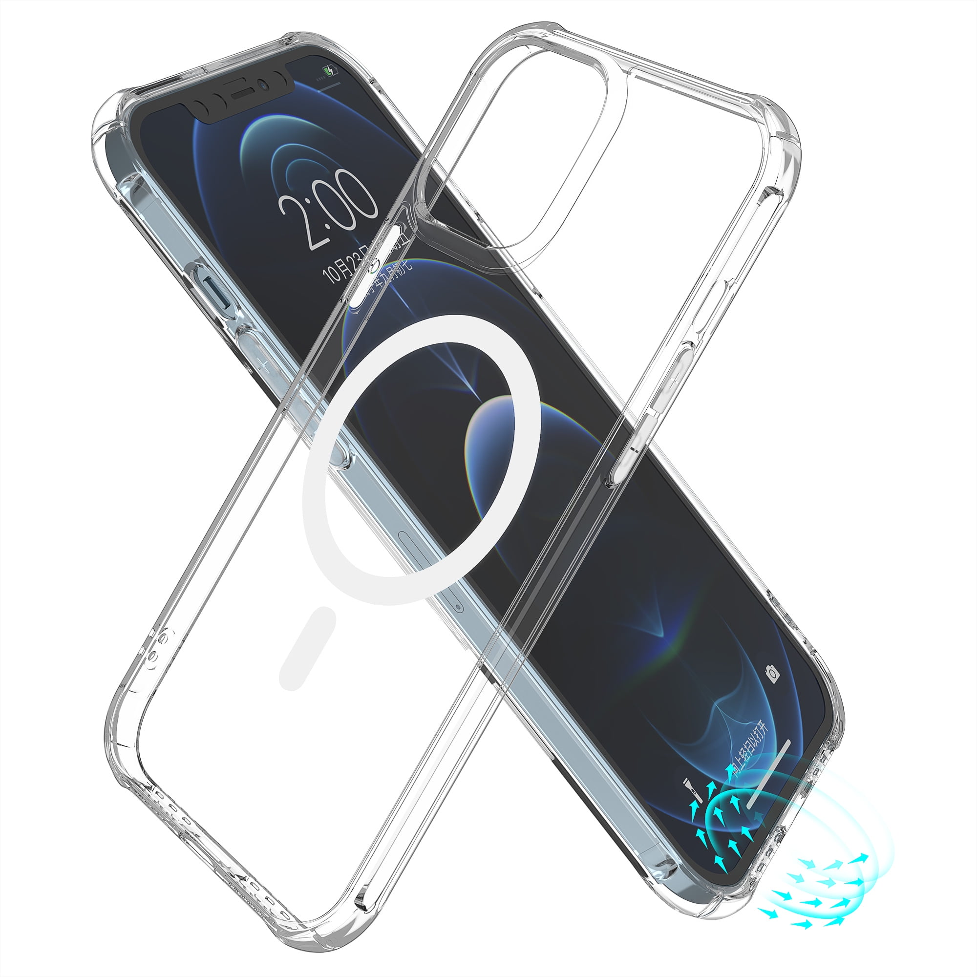 Surlong Clear Magnetic Phone Case for iPhone 12 Case/12 Pro Case, Compatible with MagSafe Wireless Charging