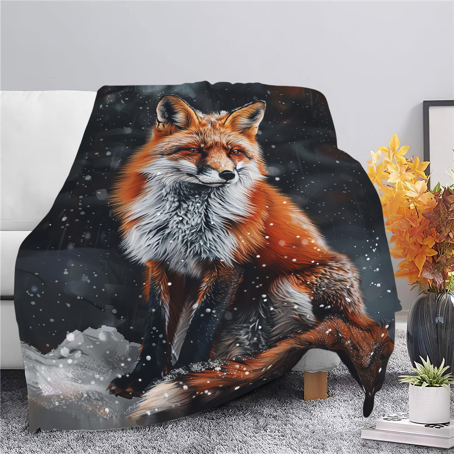 Red Fox Blanket Cute Orange Fox Throw Blanket Gifts for Girls Boys  Women Men Adults Super Soft Cozy Plush Fluffy Fuzzy Fleece Blanket Home Decor 40''X50''