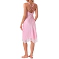 thumbnail image 3 of INSPIRE CHIC Women's Satin Nightgowns Lace Trim Cross Spaghetti Straps Camisole Nightshirt Lingerie Slip Silky Pajama Dress XS Pink, 3 of 6