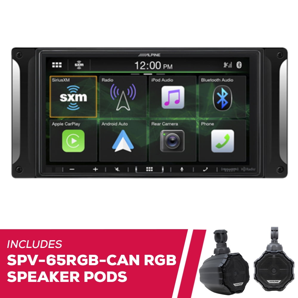 New Alpine I407-WRA-JK 7" Multimedia Receiver w/ SPV-65RGB-CAN 6.5" RGB Speaker Pods