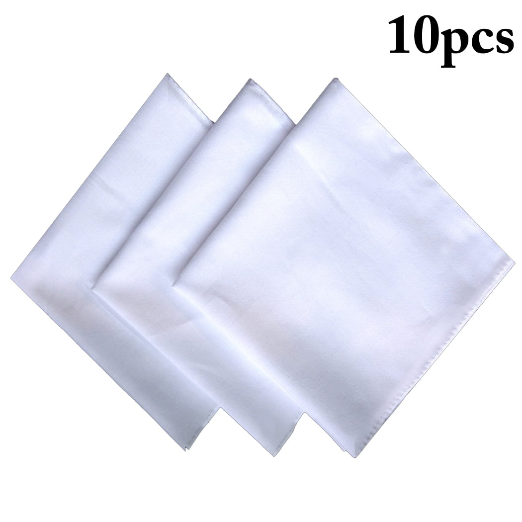 38 Set of 3 Ladies Women's Plain Cotton Handkerchief Hankies Gift 11" x 11" 