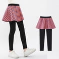 thumbnail image 5 of 3-11T Toddler Little Girls Footless Leggings with Plaid Ruffle Tutu Skirt Big Girls Pantskirt Pants Tights, 5 of 9