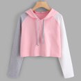 thumbnail image 4 of Women's Color Block Hoodies Long Sleeve Oversized Crop Hooded Sweatshirts Drawstring Loose Fashion Y2K Pullover Tops, 4 of 4