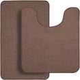 thumbnail image 5 of Bathroom Rug Set of 2, Toilet Rug, Quick Dry, Non-Slip, Machine Washable, Fit Under Doors, Absorbent Bathroom Rug（Brown 20" x 32"+20" x 24"，U）, 5 of 6