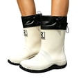 thumbnail image 2 of Women's PVC Mid Calf Drawstring Rain Boots Non Slip Deep Tread Sole Gardening Shoes Solid Color for Backyard Planting Rainy Field Trips White 46, 2 of 7