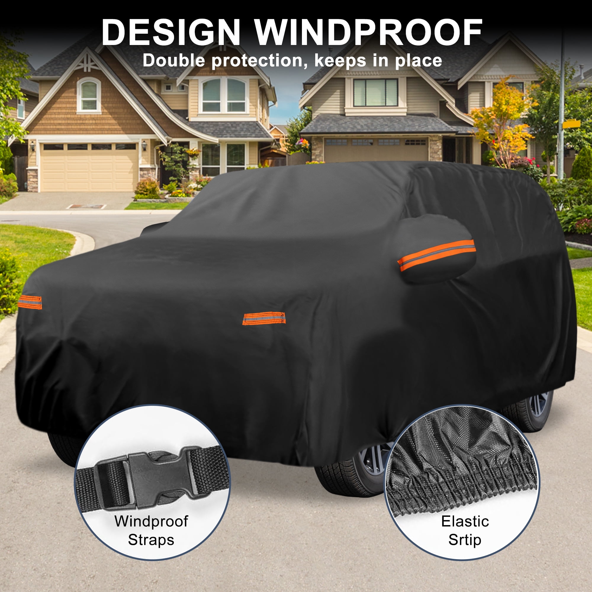 Unique Bargains Aluminum Full Car Cover Black for Lexus TX 206.69"x78.74"x59.06"