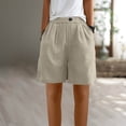 thumbnail image 2 of AGWOLF Summer Shorts for Women 2025 Casual Loose Comfy Cotton Linen Short Elastic Waist Baggy Going Out Lounge Shorts with Pockets, 2 of 8