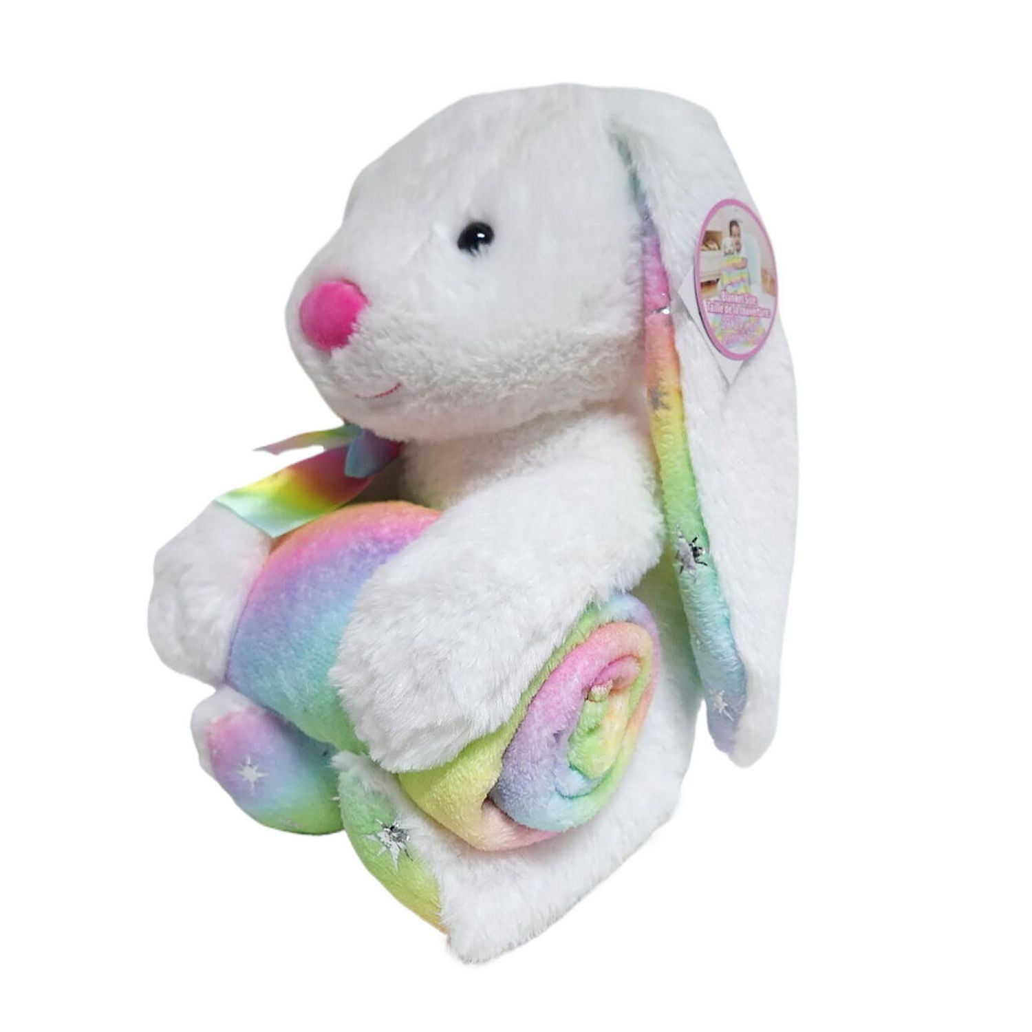Way to Celebrate Plush Bunny with Blanket 13inch,white