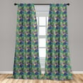 thumbnail image 5 of Ambesonne Tropical Curtains, Vintage Monstera Leaves, Pair of 28"x95", Pale Purple Lime Green, 5 of 5