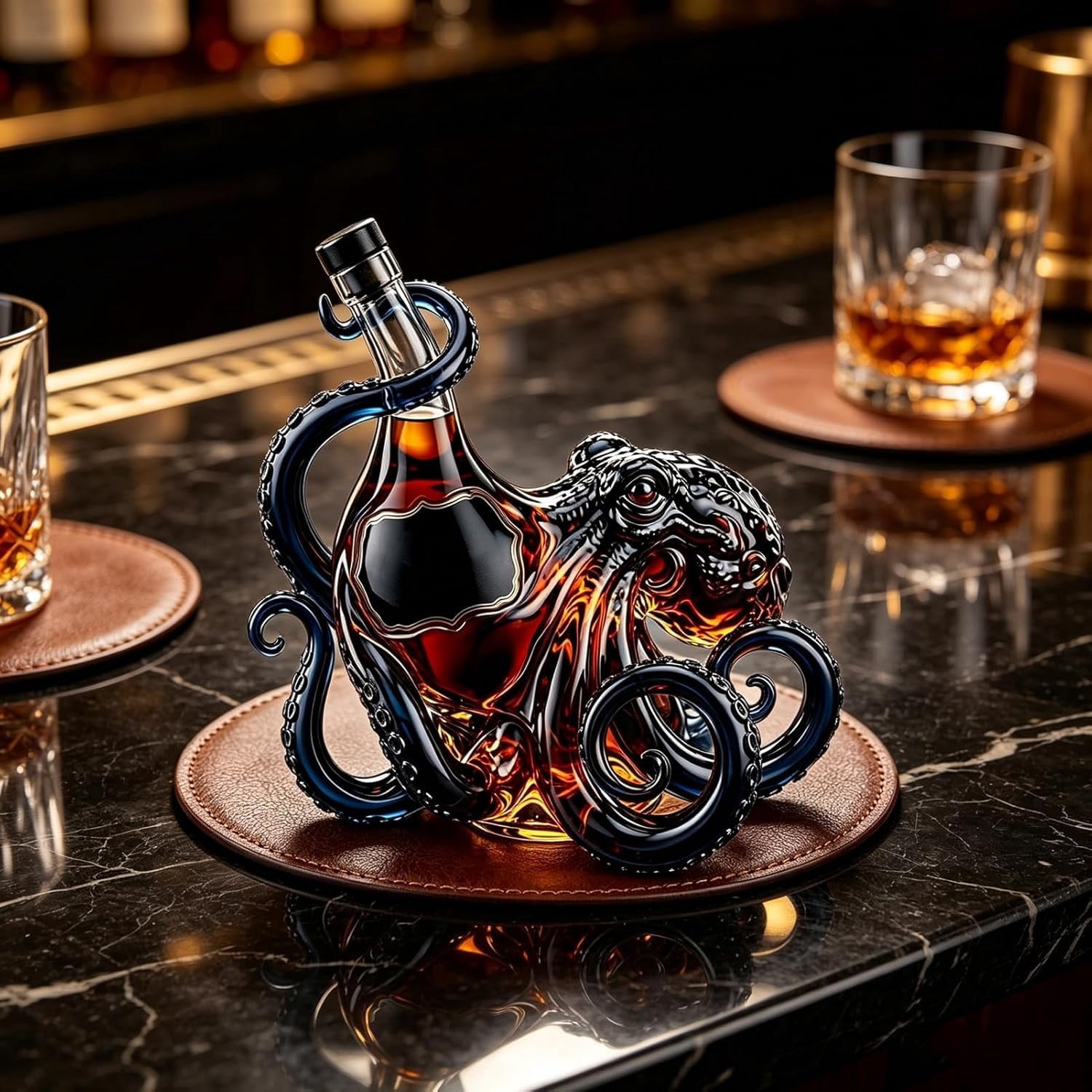 Rum Edition 3D Octopus Bottle, Deep Sea Decor Bottle, kraken rum octopus bottle,Nautical Art Collector Display , Liquor(11.8oz)