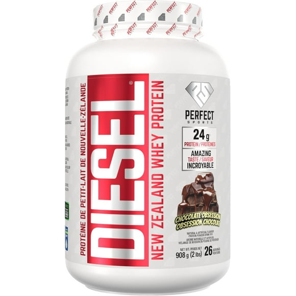 PERFECT Sports - DIESEL New Zealand Whey Protein, Grass-Fed + Pasture-Raised Whey Protein Powder, Gluten-Free, Chocolate Obsession, 2 lbs, Whey Protein, 2lb