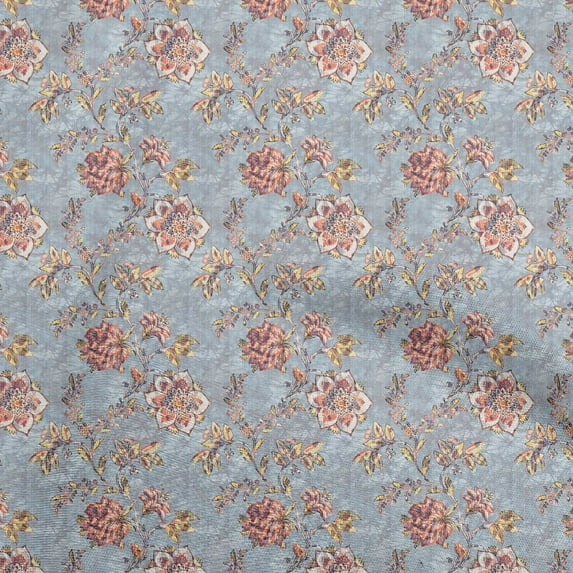 oneOone Cotton Cambric Grayish Blue Fabric Batik Quilting Supplies Print Sewing Fabric By The Yard 42 Inch Wide
