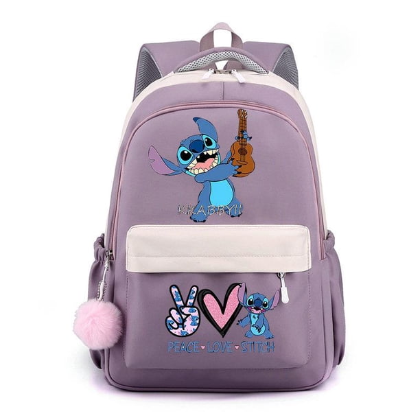 Lilo And Stitch-mochila de dibujos animados para mujer, morral escolar para adolescentes, mochila para libros