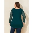 thumbnail image 5 of LapaPlus Womens Tops, Plus Size Tops for Women, Lace Long Sleeve Tunic Blouse, Green, XL-6XL, 5 of 5