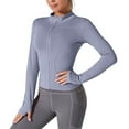 thumbnail image 6 of BUIGTTKLOP Sun Protection Jackets for Women Long Sleeve Lightweight Zip up Yoga Jacket Cropped Slim Fitted Athletic Tops with Thumb Hole, 6 of 6