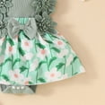 thumbnail image 5 of CAICJ98 Baby Girl Clothes Newborn Romper Dress Infant Lace Ruffle Sleeveless Summer Outfits with Headband (Green,9-12 Months), 5 of 5