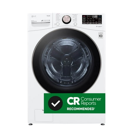 LG - 4.5 Cu. Ft. High-Efficiency Stackable Smart Front Load Washer with Steam and Built-In Intelligence - White