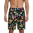 thumbnail image 2 of Rocae Bright Mushrooms for Men's Soft Sleep Pajama Shorts, Waistband and Pockets, 2 of 9