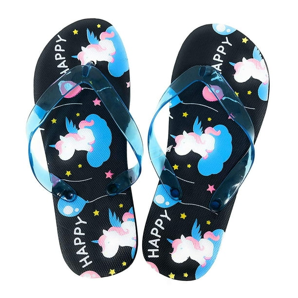 Unicorn Summer time Flip Flops Sandals for Girls (S) Black - Walmart ...