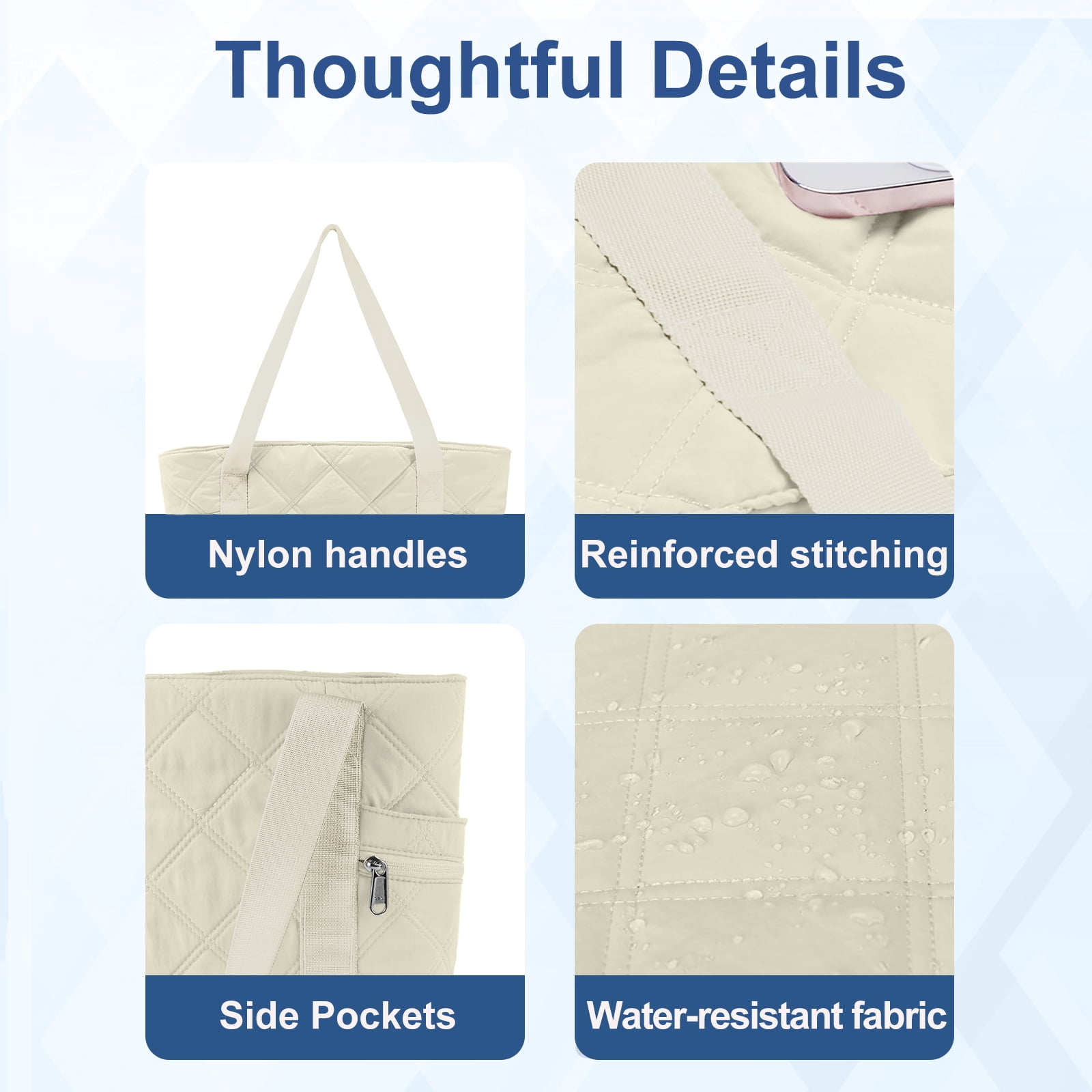 Gynky Tote Bag for Women Travel Bags Quilted Carry On Shoulder Bag for Travel Gym Weekend, Beige